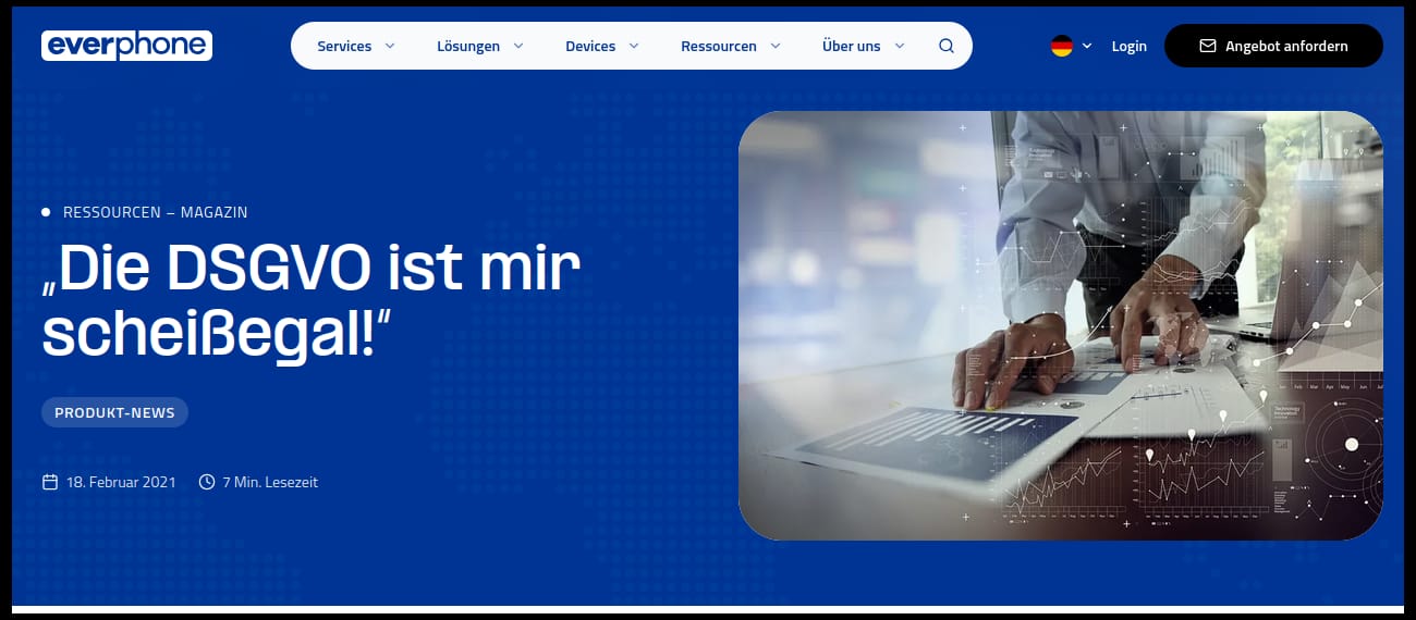 Screenshot everphone-Magazin: „Die DSGVO ist mir scheißegal!“
