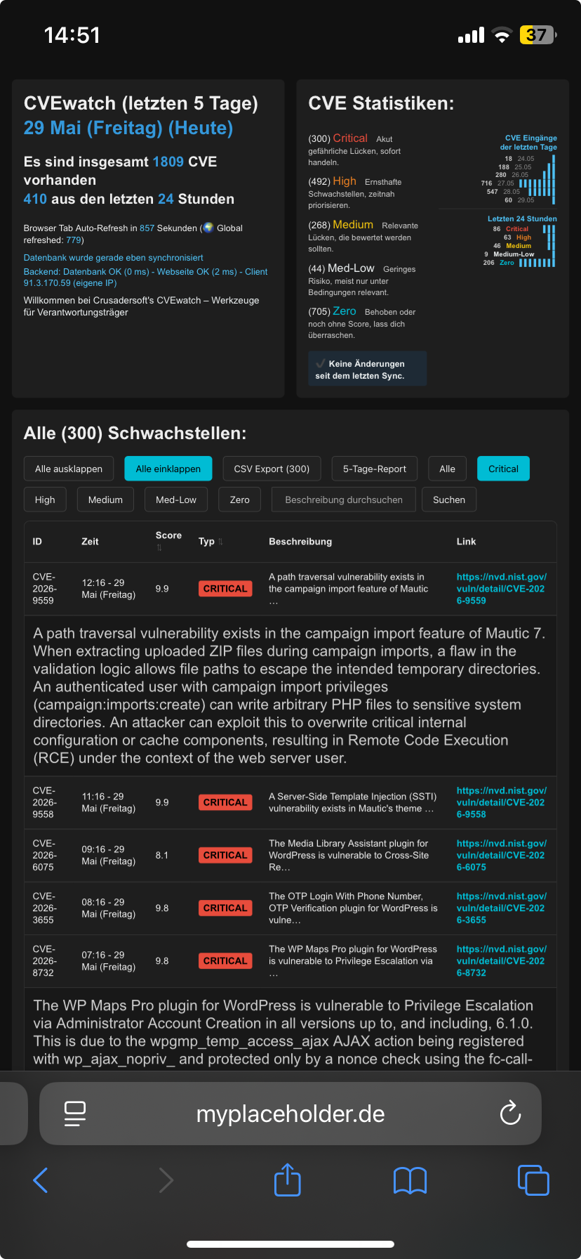 CVEwatch Screenshot 5